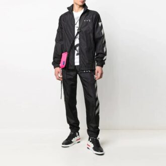 Pantalones deportivos con estampado de rayas laterales SS21, negros