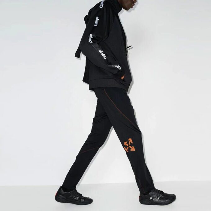 Pantalones deportivos de cordón rectos Off-White para hombre FW21, corte ajustado, negros