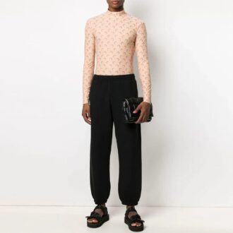 Pantalones deportivos de corte holgado con estampado de logotipo alfabético SS21, color negro