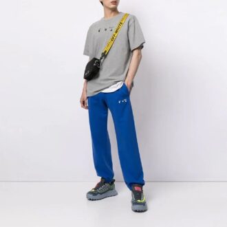 Pantalones deportivos de corte holgado con rayas SS21, azul