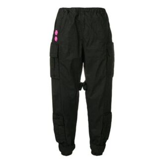Pantalones deportivos de hombre Off-White de color liso con bolsillos cargo/pantalones/joggers de corte holgado en negro