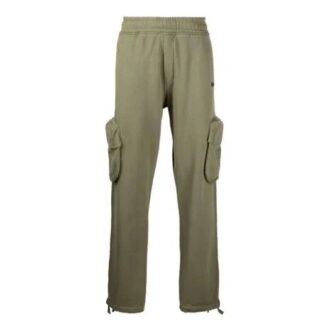 Pantalones deportivos de hombre Off-White FW21 de color liso con bolsillos cargo, corte holgado, marrones