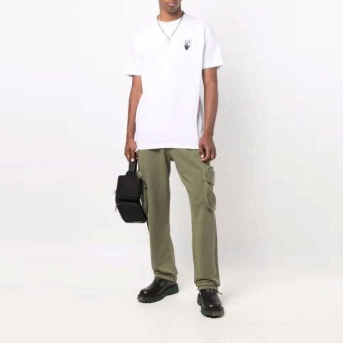 Pantalones deportivos de hombre Off-White FW21 de color liso con bolsillos cargo, corte holgado, marrones