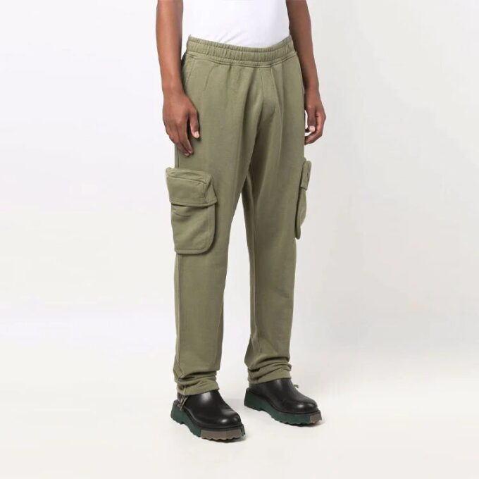 Pantalones deportivos de hombre Off-White FW21 de color liso con bolsillos cargo, corte holgado, marrones