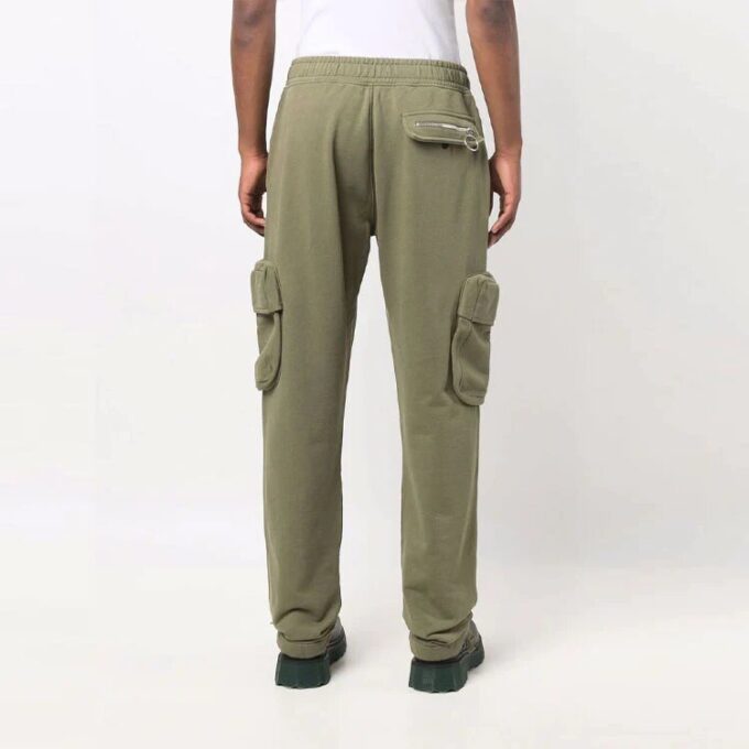 Pantalones deportivos de hombre Off-White FW21 de color liso con bolsillos cargo, corte holgado, marrones