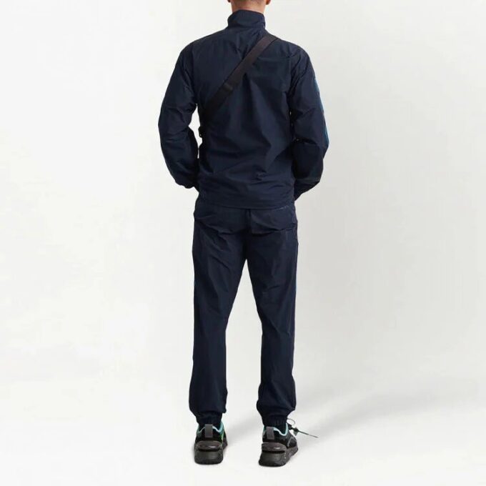 Pantalones deportivos informales para hombre Off-White de la colección SS22 con estampado de rayas y logotipo, azul marino