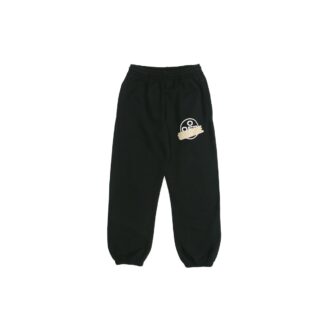 Pantalones deportivos negros con rayas y correa de goma en negro y dorado