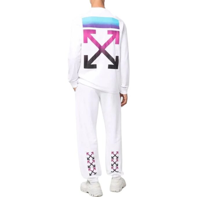 Pantalones deportivos Off-White para hombre, colección primavera-verano 2022, de color liso con estampado de flechas, corte holgado, color blanco