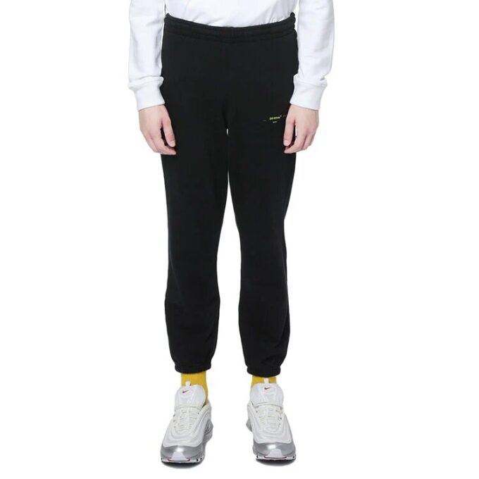 Pantalones deportivos Off-White para hombre con estampado de flechas, estilo jogger, negros