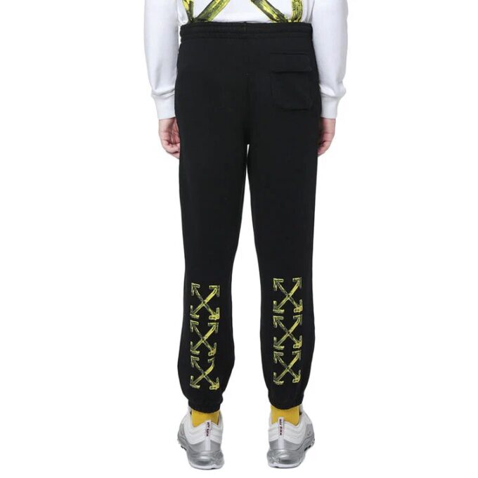 Pantalones deportivos Off-White para hombre con estampado de flechas, estilo jogger, negros