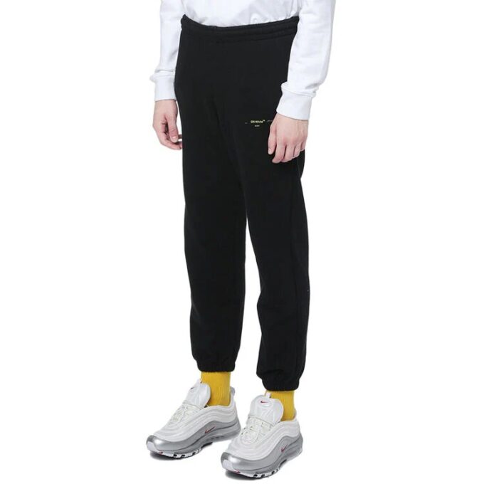 Pantalones deportivos Off-White para hombre con estampado de flechas, estilo jogger, negros