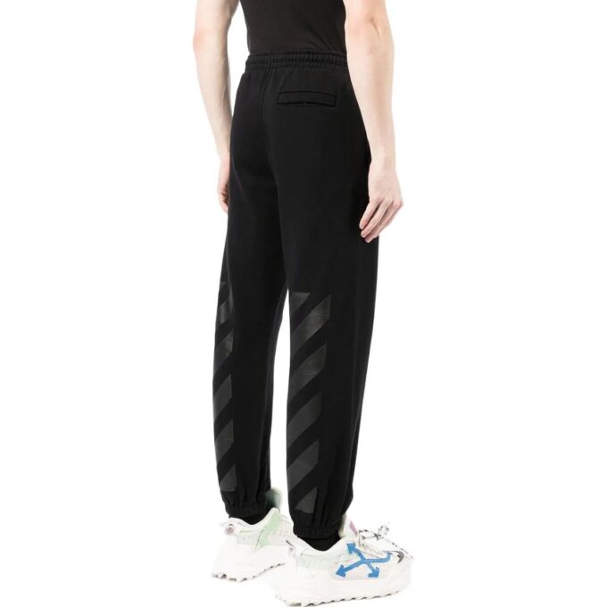 Pantalones deportivos Off-White para hombre de la colección primavera-verano 2022 con estampado del logotipo en la espalda, negros
