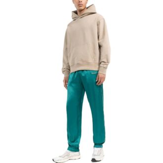 Pantalones deportivos Off-White para hombre FW22 con cintura elástica de satén y pies integrados, versión verde Pantalones deportivos Off-White para hombre FW22 con cintura elástica de satén y pies integrados, versión verde