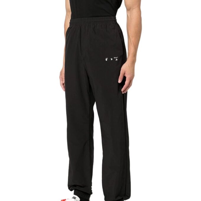 Pantalones deportivos Off-White para hombre FW22 con estampado de logotipo y diseño «Bundle Feet», negros