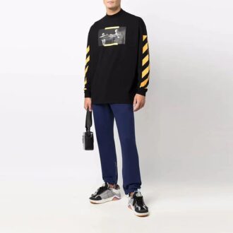 Pantalones deportivos/pantalones/joggers de hombre Off-White con estampado de Arrows y color liso, azul