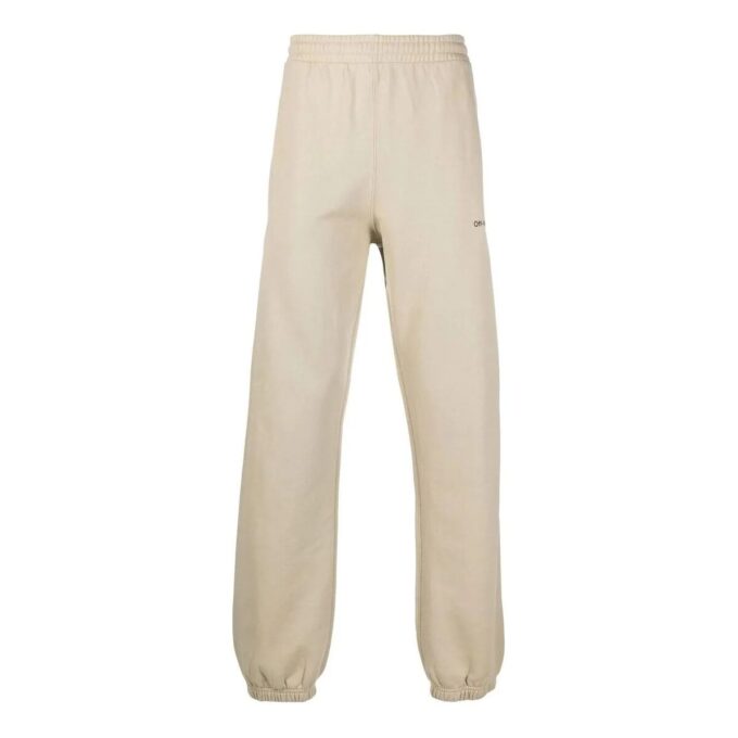 Pantalones deportivos/pantalones/joggers de hombre Off-White FW22 de sarga con estampado, corte holgado, color beige