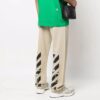 Pantalones deportivos/pantalones/joggers de hombre Off-White FW22 de sarga con estampado, corte holgado, color beige