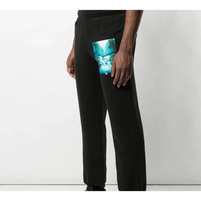Pantalones deportivos/pantalones/joggers negros estampados Off-White para hombre