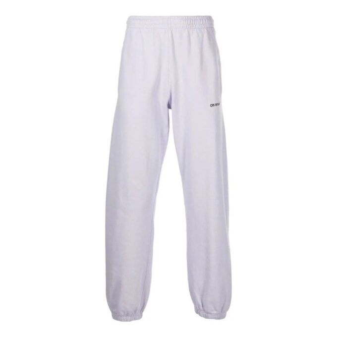 Pantalones deportivos/pantalones/joggers Off-White para hombre, colección primavera-verano 2022, con estampado icónico en sarga, versión gris claro