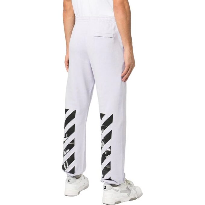 Pantalones deportivos/pantalones/joggers Off-White para hombre, colección primavera-verano 2022, con estampado icónico en sarga, versión gris claro