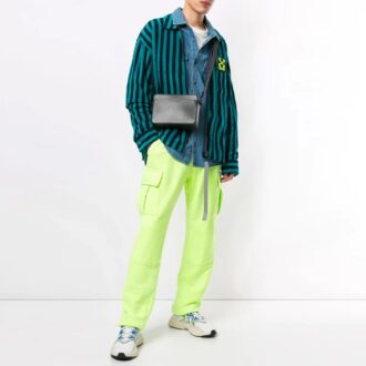 Pantalones deportivos/pantalones/joggers Off-White para hombre con bolsillos cargo y cintura elástica, verde fluorescente