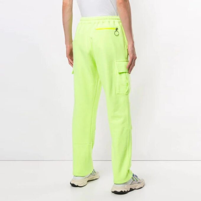 Pantalones deportivos/pantalones/joggers Off-White para hombre con bolsillos cargo y cintura elástica, verde fluorescente