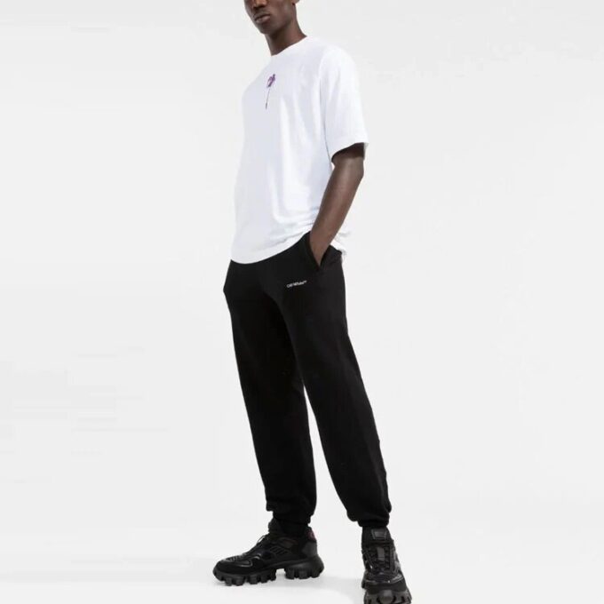 Pantalones deportivos/pantalones/joggers Off-White para hombre con logo y diseño liso, color negro