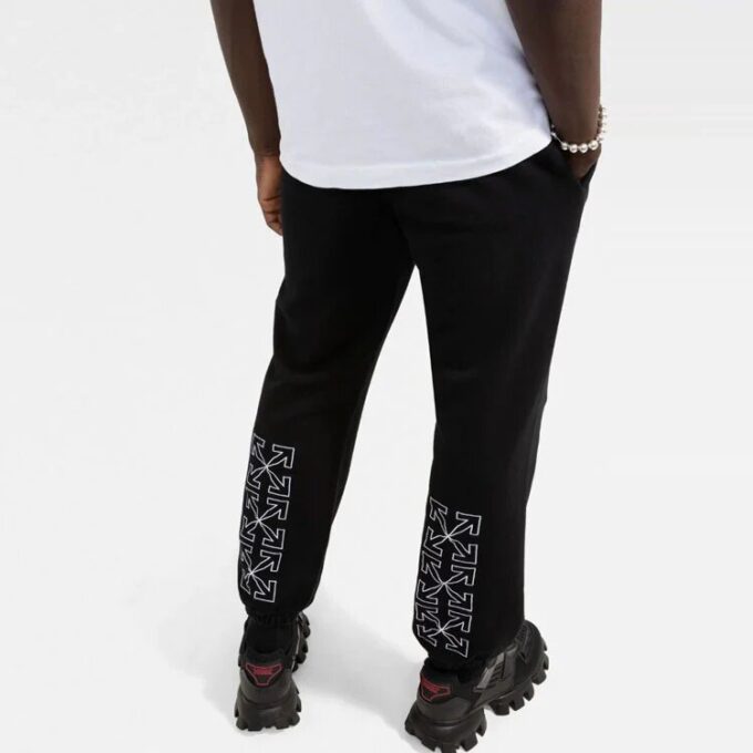 Pantalones deportivos/pantalones/joggers Off-White para hombre con logo y diseño liso, color negro