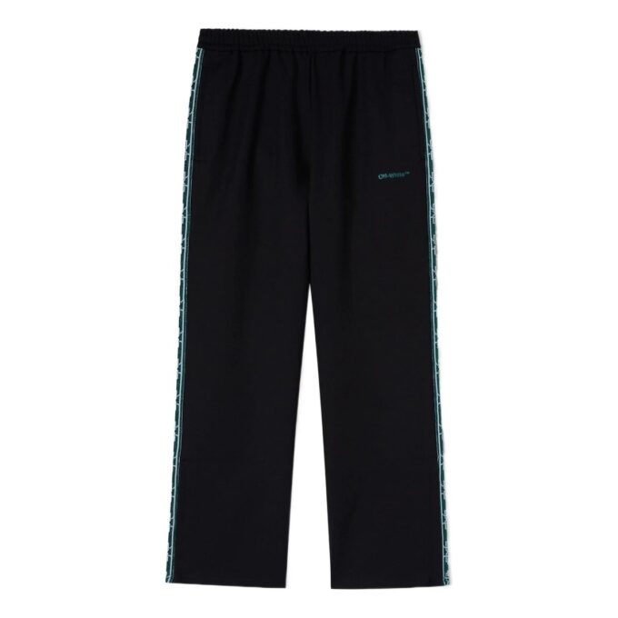 Pantalones deportivos/pantalones/joggers Off-White para hombre con tiras con logotipo brillante, versión negra