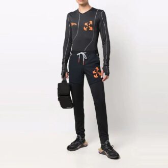 Pantalones deportivos/pantalones/joggers Off-White para hombre FW21 con estampado de Arrows, corte ajustado, negros