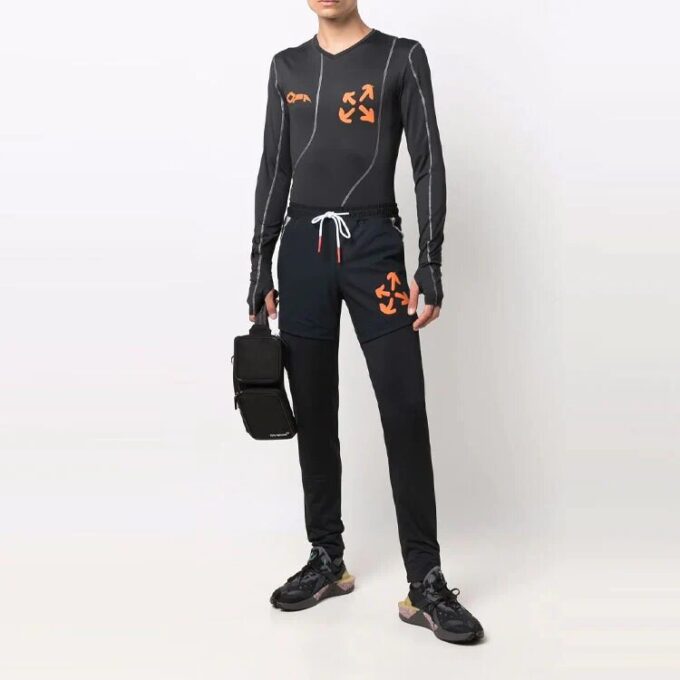 Pantalones deportivos/pantalones/joggers Off-White para hombre FW21 con estampado de Arrows, corte ajustado, negros