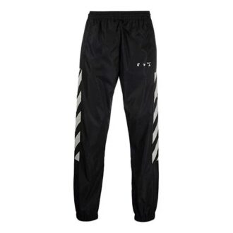 Pantalones deportivos/pantalones/joggers Off-White para hombre FW21 con logo y rayas diagonales, color negro