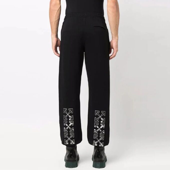 Pantalones deportivos/pantalones/joggers Off-White para hombre FW21 de algodón con estampado de flechas, corte holgado, negros