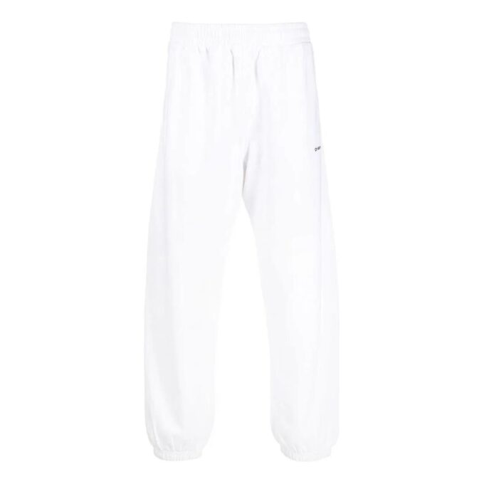 Pantalones deportivos/pantalones/joggers Off-White para hombre FW22 con estampado de logotipo, versión con pies, blancos