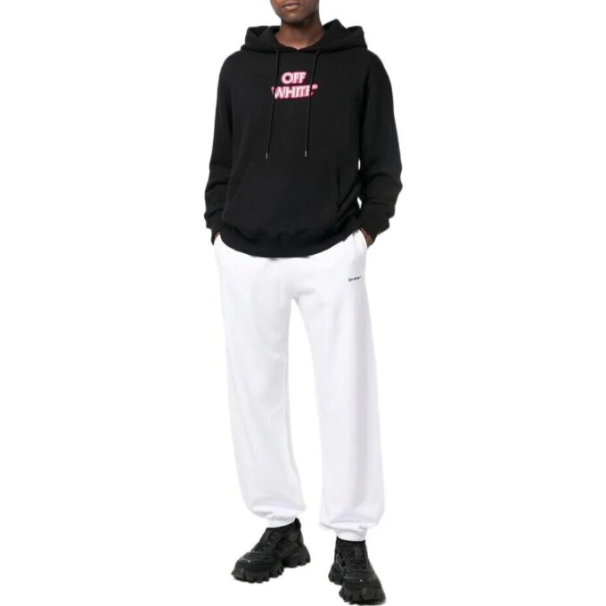 Pantalones deportivos/pantalones/joggers Off-White para hombre FW22 con estampado de logotipo, versión con pies, blancos