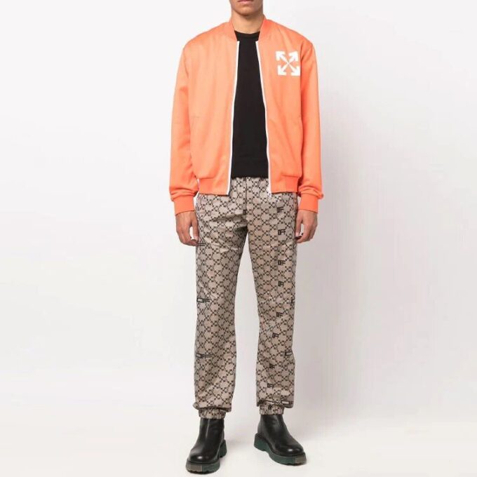 Pantalones deportivos/pantalones/joggers Off-White para hombre, temporada primavera-verano 2022, con estampado completo de letras, color beige