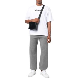 Pantalones deportivos/pantalones/joggers Off-White para hombre, temporada primavera-verano 2022, de corte holgado, con rayas de color liso, cordón, color gris