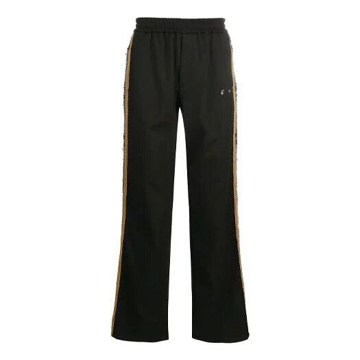 Pantalones deportivos/pantalones/joggers para hombre Off-White con logotipo y raya lateral, corte holgado, negros
