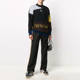 Pantalones deportivos/pantalones/joggers para hombre Off-White con logotipo y raya lateral, corte holgado, negros