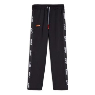 Pantalones deportivos rectos con cordones y logotipo lateral Off-White para hombre, temporada primavera-verano 2022, versión básica, negro Pantalones deportivos rectos con cordones y logotipo lateral Off-White para hombre, temporada primavera-verano 2022, versión básica, negro