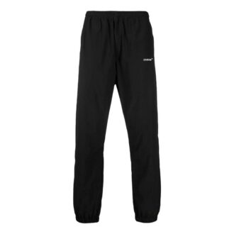 Pantalones deportivos rectos con estampado de logotipo Off-White para hombre, temporada primavera-verano 2022, color negro Pantalones deportivos rectos con estampado de logotipo Off-White para hombre, temporada primavera-verano 2022, color negro