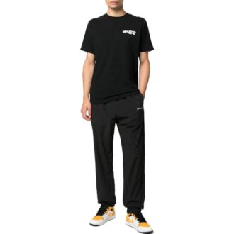Pantalones deportivos rectos con estampado de logotipo Off-White para hombre, temporada primavera-verano 2022, color negro Pantalones deportivos rectos con estampado de logotipo Off-White para hombre, temporada primavera-verano 2022, color negro