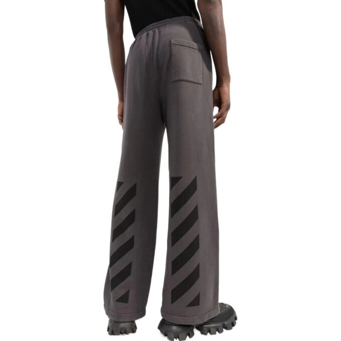 Pantalones deportivos rectos holgados de Off-White para hombre, de color liso con estampado de rayas, en gris