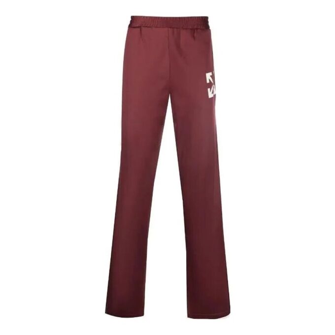 Pantalones deportivos rectos Off-White para hombre FW22 con estampado de Arrows, versión joggers, color rojo