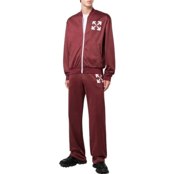 Pantalones deportivos rectos Off-White para hombre FW22 con estampado de Arrows, versión joggers, color rojo