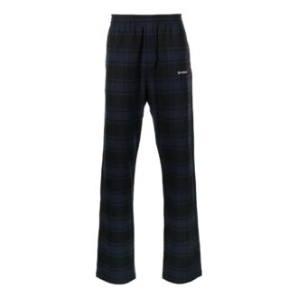 Pantalones informales a cuadros Off-White para hombre, temporada primavera-verano 2022, azul y negro