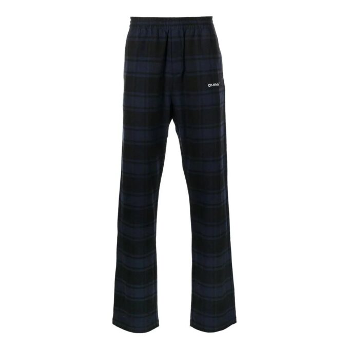 Pantalones informales a cuadros Off-White para hombre, temporada primavera-verano 2022, azul y negro