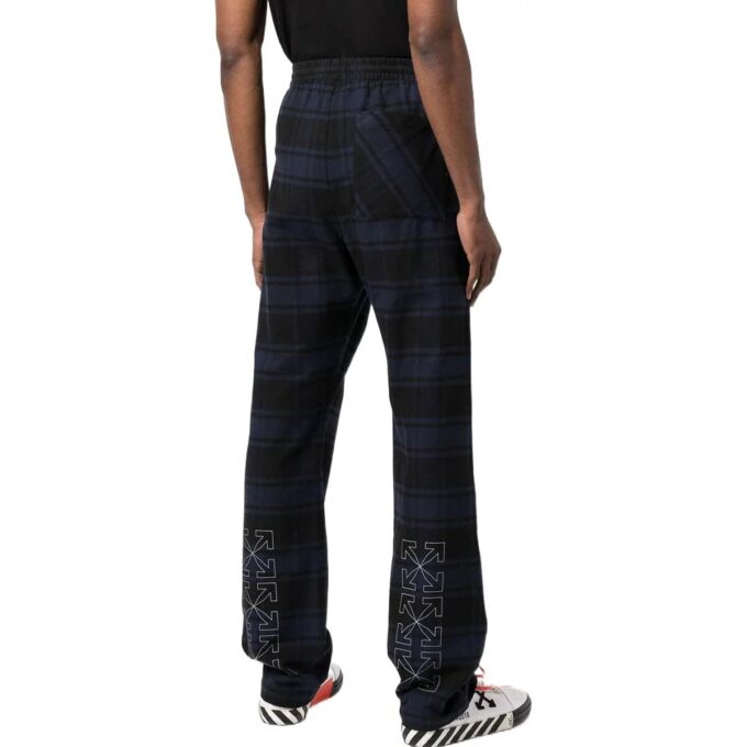 Pantalones informales a cuadros Off-White para hombre, temporada primavera-verano 2022, azul y negro