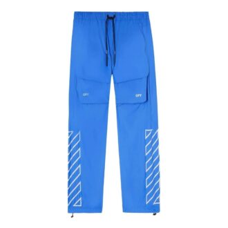 Pantalones informales con cordones y estampado Off-White para hombre, temporada primavera-verano 2022, azul