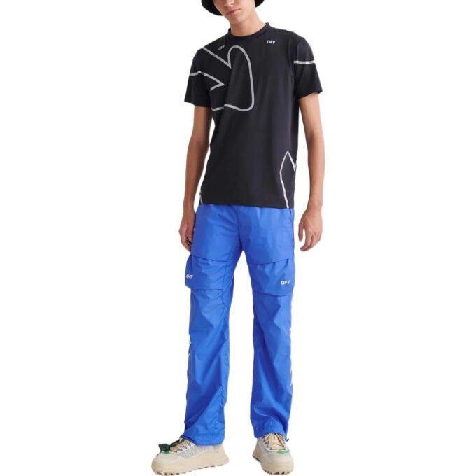 Pantalones informales con cordones y estampado Off-White para hombre, temporada primavera-verano 2022, azul